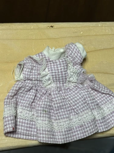 VTG 1960s Ideal Tammy Doll Fashion Light Blue Pattern Farm Dress needs repaired