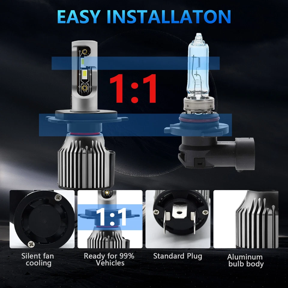 H4 9003 Luces LED Coche Faro Inserción Directa Foco Antiniebla Faro Foto 3 de 4