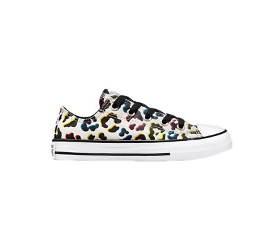 Converse Leopard Druck Spannfutter Taylor All Star Junior 672251C Schuhe weiß UK10-5,5
