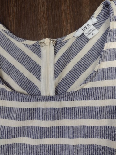 Striped Dress Fit Flare Blue Tan White Bar III Sleeveless Dress Women's Size XL - Picture 11 of 16