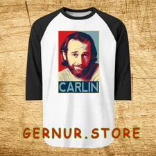 George Carlin Stand Up Comedy Men's Raglan Black Size S-2XL