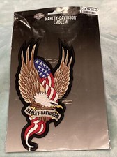 Harley-Davidson Large 10" x 5" Embroidery Eagle USA Flag Emblem Sew-On Patch 06