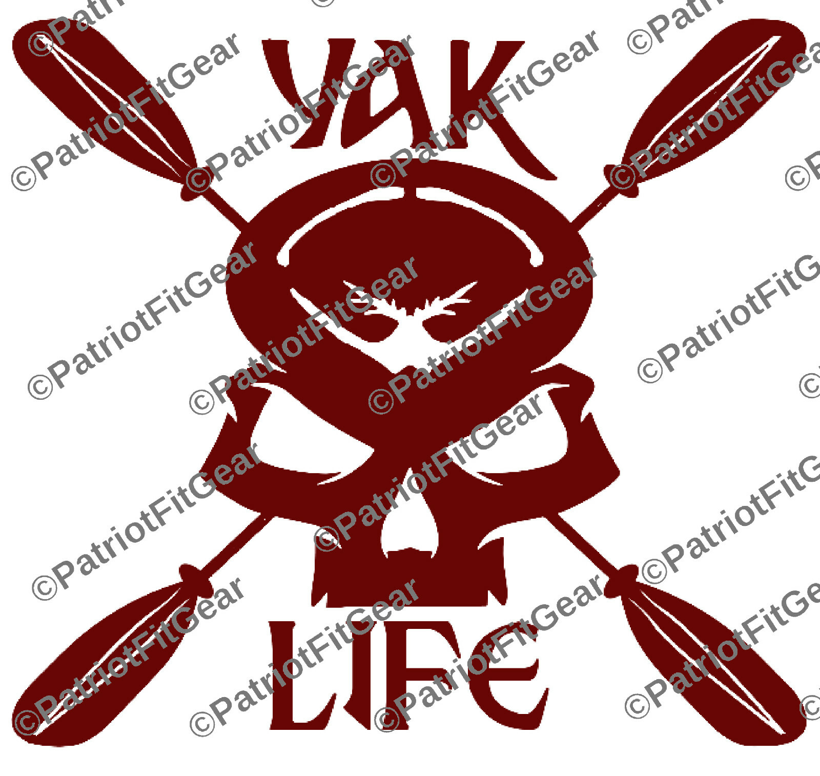 Yak Life,Kayak,Skull,Kayaking,Paddling,Water Sports,River Life,Vinyl