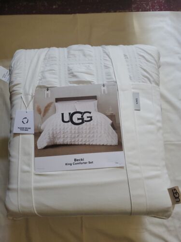 UGG Becki KING SIZE Comforter Set + 2 pillow Shams Color Snow (White) NEW