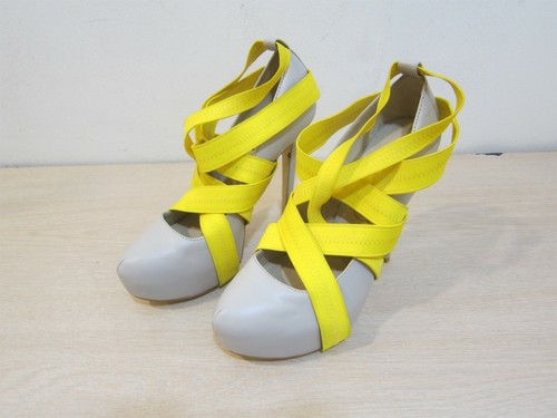 yellow strappy pumps