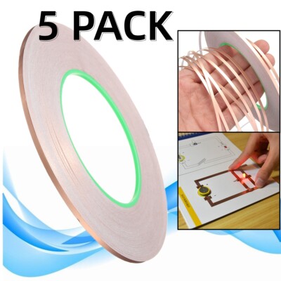 5X Copper Foil Tape 3mm*50M EMI Shielding Conductive Adhesive Electrical Repairs