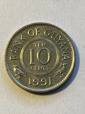 Guyana 10 Cents 1991 as pictured. Free Postage - Image 1 of 2