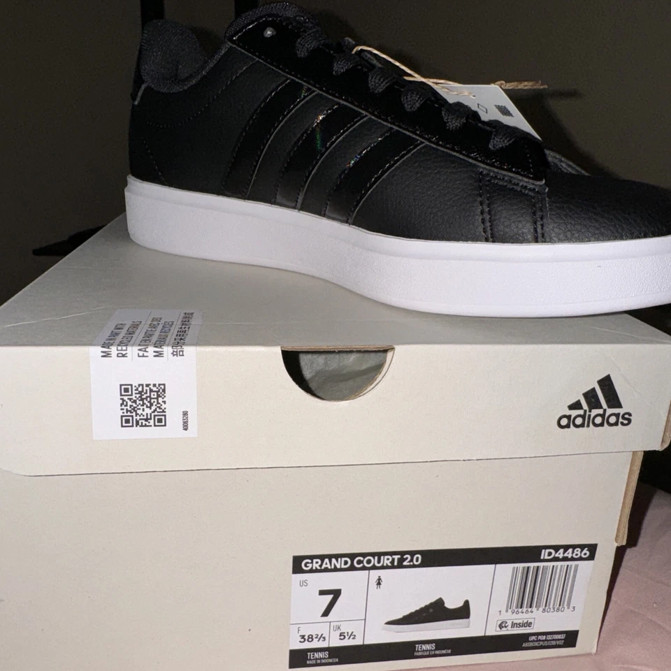 Adidas Mujer Grand 2.0 Tenis Zapatos Núcleo Negro-Plateado Metálico Talla 7 Foto 3 de 4