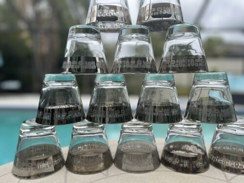 VTG Atomic MCM Rocks Glass 14 Pc Lot Silver Band Canonsburg Temporama Lowball - Picture 5 of 11