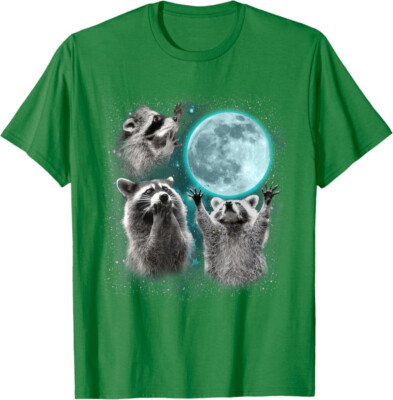 Raccoon Shirt 3 Racoons Howling At Moon Funny Cute Unisex T-Shirt