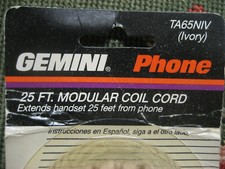 Vintage 25ft Telephone Ivory Handset Phone Cord Gemini TA65NIV