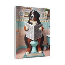 Bernese Mountain Dog Canvas Print - Funny Retro Wall Art for Home Bathroom Decor
