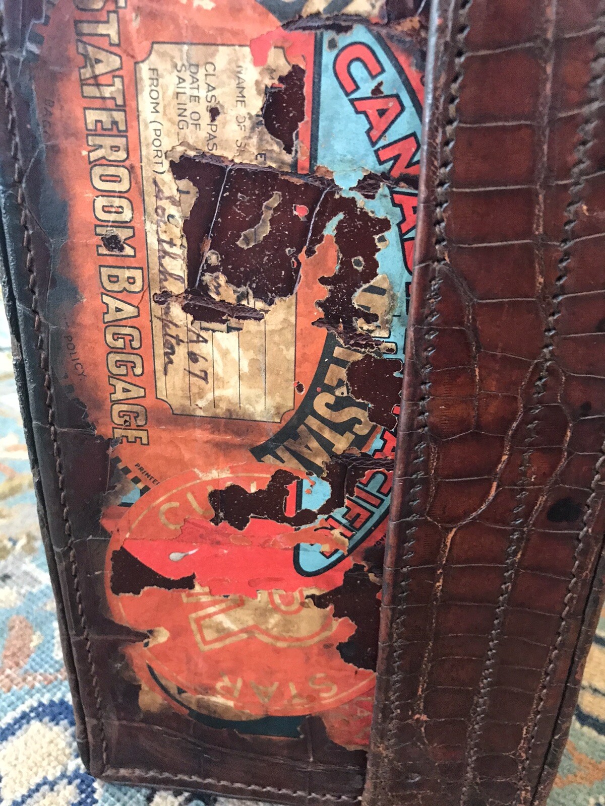 Antique Alligator Suitcase Vintage British Gem