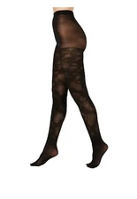 INC International Concepts Women's Tights Black Jacquard Floral Designer