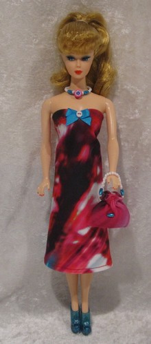 Handmade Clothes for 11½” Fashion Dolls, Dress, Necklace, Purse Set #SSB69