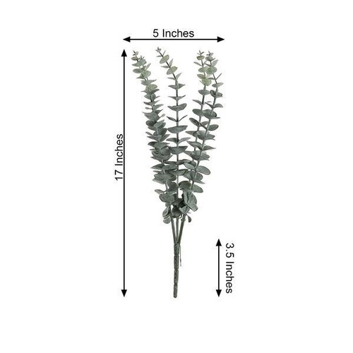 6 Frosted Green 17" Artificial Eucalyptus Spray Faux GREENERY BUSHES Party Home - Picture 2 of 9