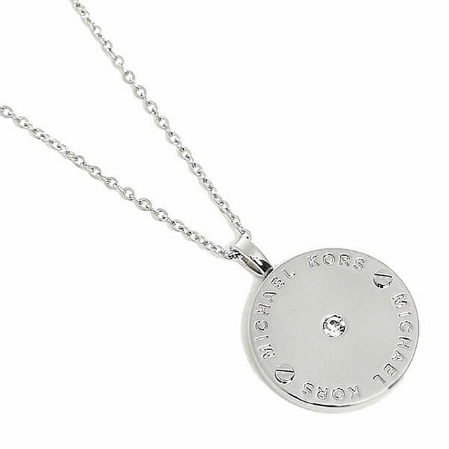 Michael Kors Mkj2655 Silver Tone Logo Plaque Disc Pendant Necklace Mkj2655040 - Michael Kors Disc Pendant Necklace Michael Kors Mkj2655 Silver Tone Logo Plaque Disc Pendant Necklace Mkj2655040 - Michael Kors Disc Pendant Necklace