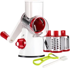Rotary Hand Crank Cheese Grater with 3 Blades for Vegetables and Nuts