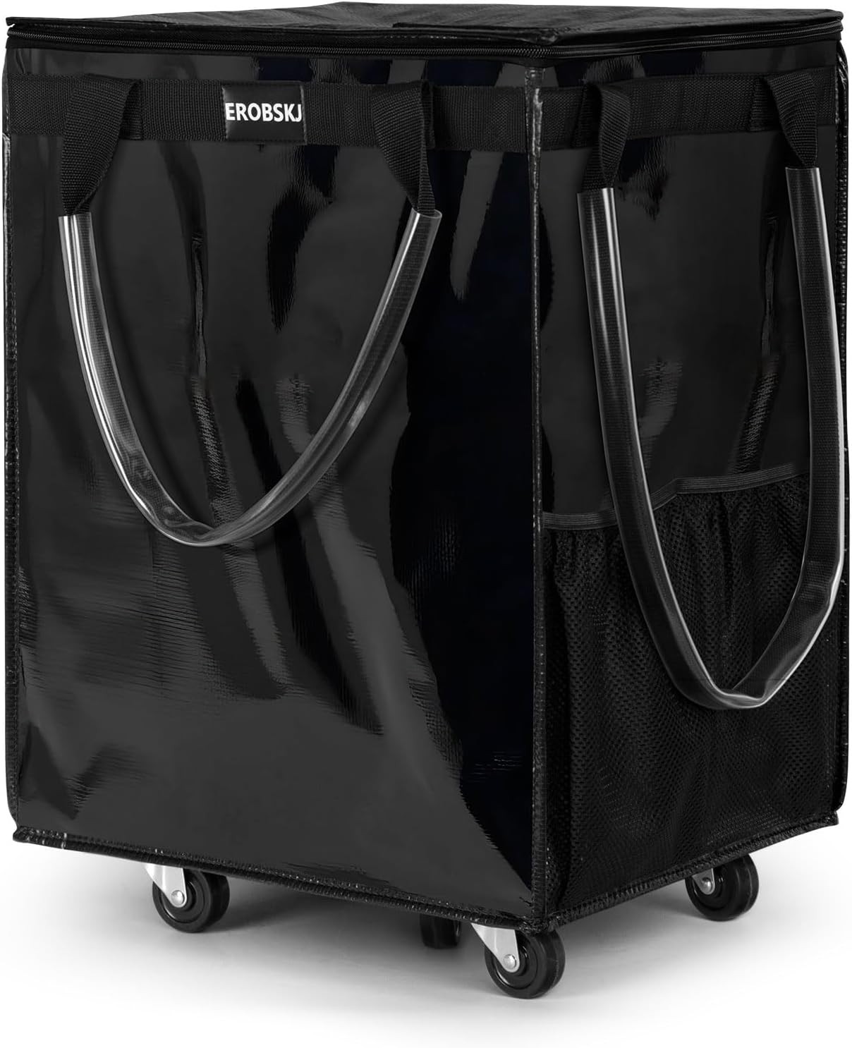 EROBSKJ Large Black Rolling Grocery Tote Bag Wheels 76lbs Op