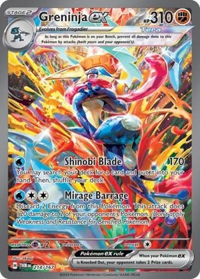 【マシュポケカ】 Pokemon Greninja ex - 214 NM 1st Edition Normal SV06: Twilight