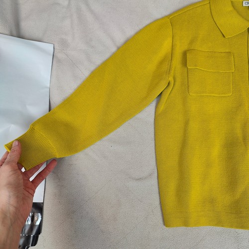J Crew Crewcuts Cardigan Sweater Boys S 6-7 Yellow Chartreuse Knit Overshirt - Picture 3 of 7