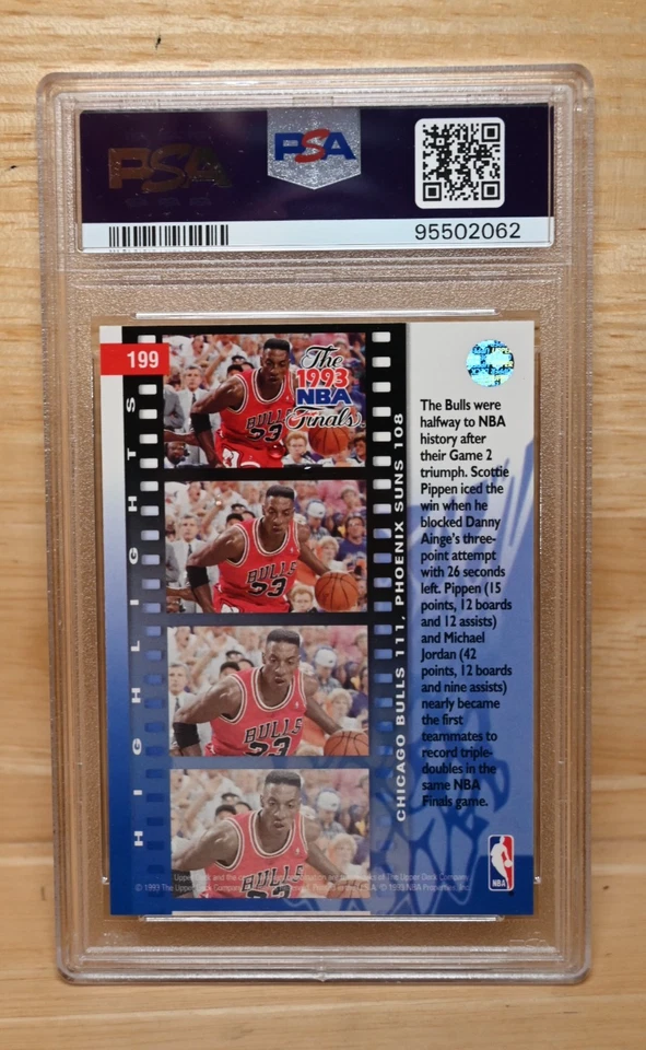 1993 Upper Deck #199 Scottie Pippen PSA 10 Gem Mint "The 1993 NBA Finals" - Image 3 of 3