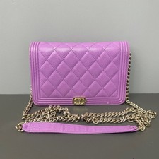 Chanel Boy Series Caviar WOC Chain Strap Luxury Mini Crossbody Shoulder Wallet