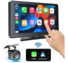 Portable Wireless Car Stereo, 7" Screen, Works with Apple Carplay, Android Auto
