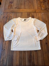 Banana Republic Mixed Media Cream Top. Sheer Chiffon Sleeves. New. Small