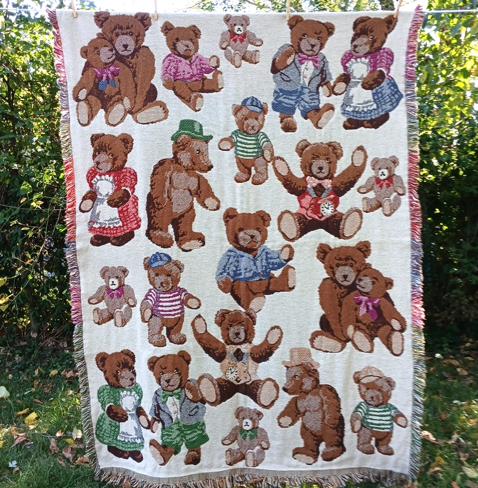 Плюшевый медведь плед винтажный гобелен настенный подвес 44 «x 60» - Изображение 2 из 4