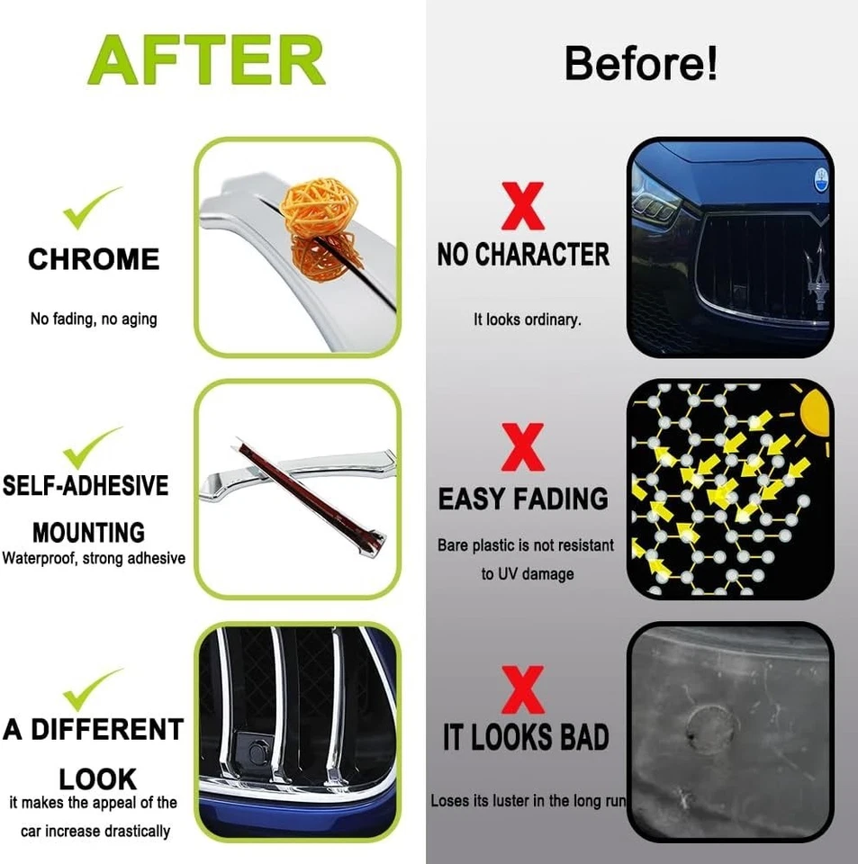 Parrilla delantera cromada compatible con Maserati Ghibli 2013 2014 2015 2016 2017 Foto 2 de 4