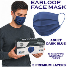 Disposable Face Masks 3-Ply Adult Protective Face Cover - Individual Wraps