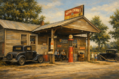 #ad #ad Vintage Rural 1935 Gas Station Country Store Americana Art Picture Photo 5x7 $10.00