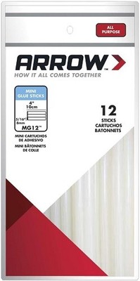 MG12 Arrow 5/16'' x 4'' All Purpose Round Mini Clear Glue Stick - 12 Sticks - 1PK