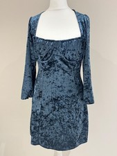 Cider Dress Size 8 (XS) Soft Crushed Velour Teal/Blue
