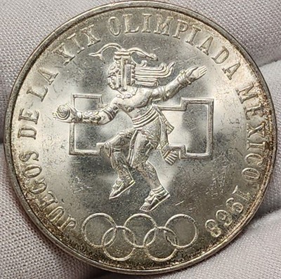 Mexico 1968 25 Pesos Silver Coin Olympic Ley 0.720 Silver KM# 479 BN - Mx-37H
