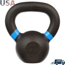 Solid Cast Iron Kettlebell 15lb Weight Resistance Exercise Fitness Training New