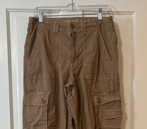 American Eagle Damen Baggy Jogginghose Cargohose Gr. 12 braun khaki Stretch Grunge