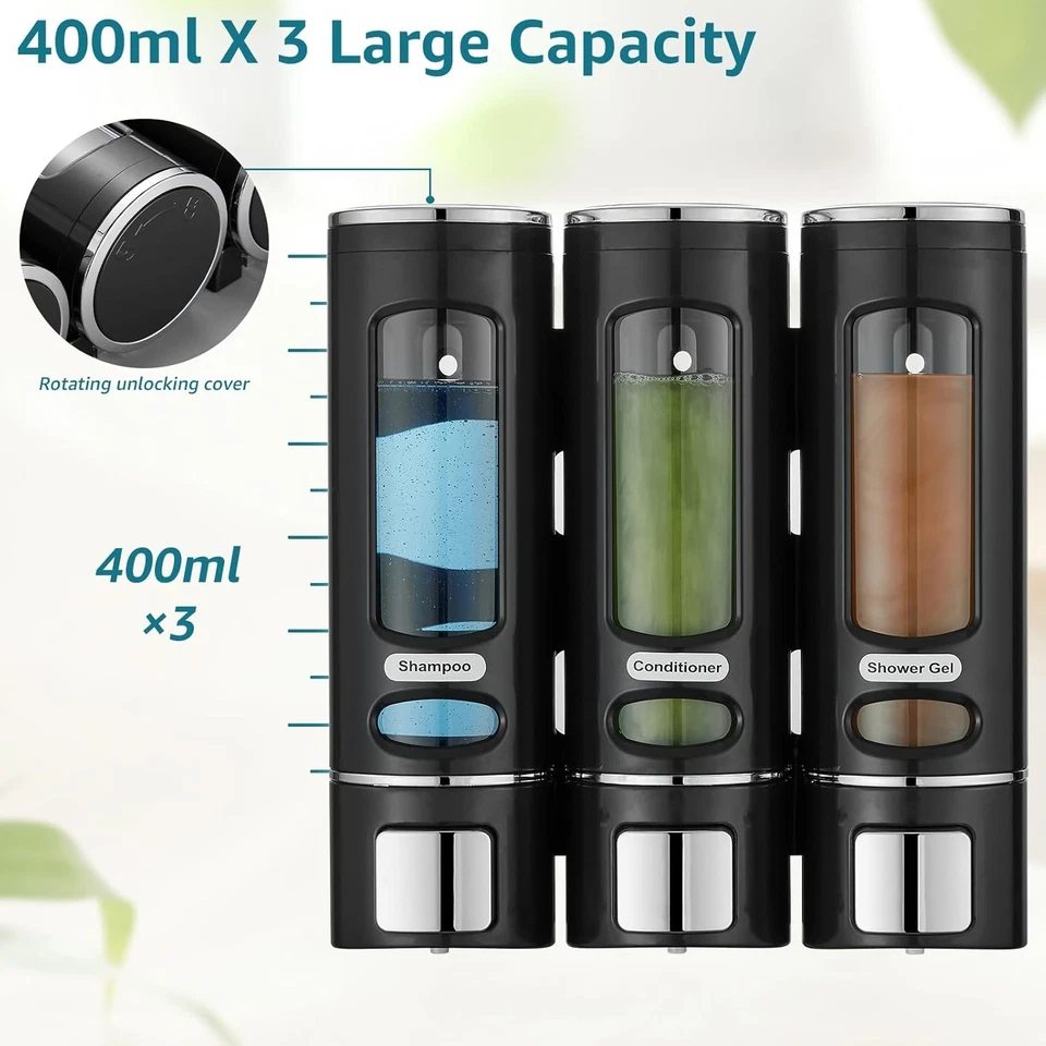 Dispensador de champú y acondicionador, dispensador de champú de ducha 3 cámaras Foto 3 de 4