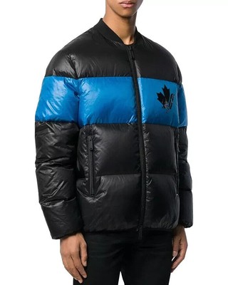 DSQUARED2 Men's Down Color-block Puffer Jacket in Black/Blue_Size EU 52 US XL44