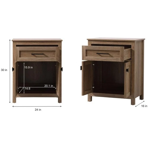 Elegant Lighting SC012430NT Adian Natural Oak Bathroom Storage Cabinet - Picture 9 of 11