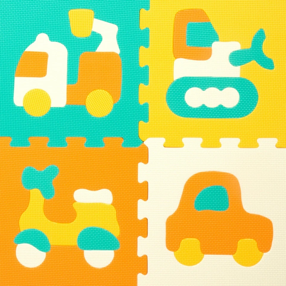 Tappeto Puzzle Colorbaby Multicolore Plastica EVA 90 x 90 cm Veicoli 9 Pezzi - Immagine 3 di 4