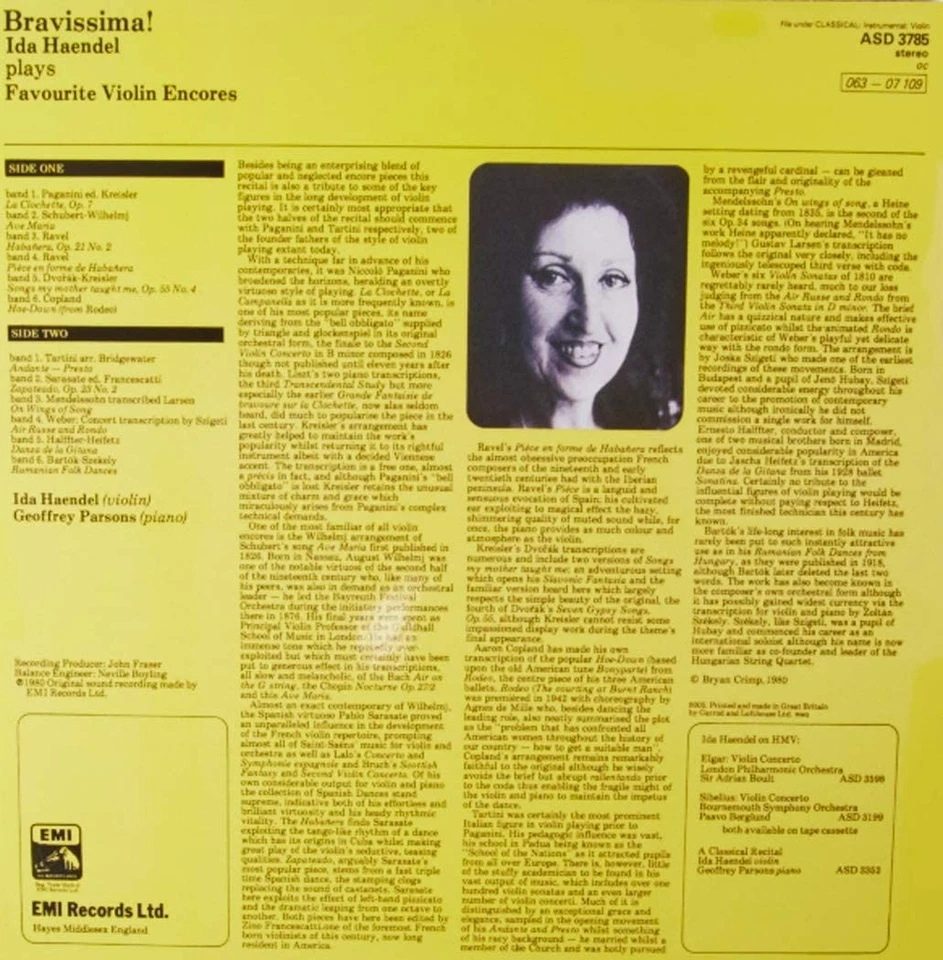 IDA/GEOFFREY PAR HAENDEL Bravissima Play Favourit (Vinyl) (UK IMPORT) - Image 3 of 4