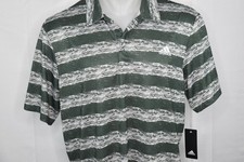 NWT adidas XL Men's Polyester Golf Polo Shirt Army Olive Green Striped