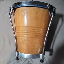 10" Hand Made Wooden Bongo Drum Of Unknown Origin Likely From Brazil