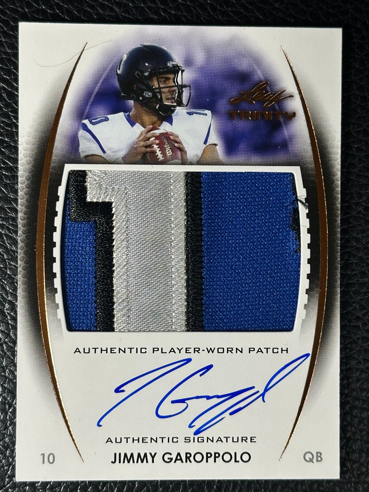 Jimmy Garoppolo Leaf Trinity Patch Autograph #DPJG1 Bronze Foil