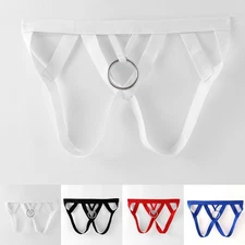 Men's Lingerie Underwear with Crotchless Open Sheath and O Ring Hole Thongs