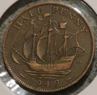 Photo of a 1949 George VI Half Penny from an eBay listing that sold on Jun 20, 2026
