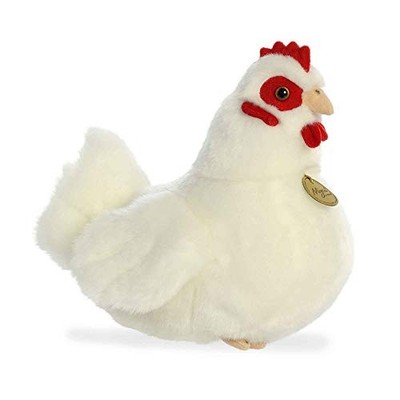 Aurora Realistic Miyoni White Hen Plush Stuffed Animal Toy 9'' #26421