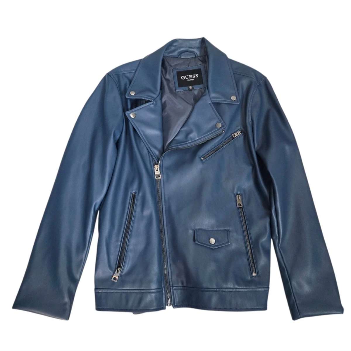 GUESS Faux Leather Outer Shell Blue Coats, Jackets & Vests for